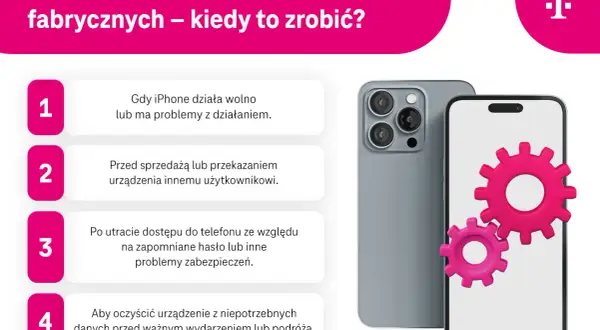 Dwa iPhone'y, jeden z tyłu, drugi z przodu z różowymi zębatkami na ekranie.